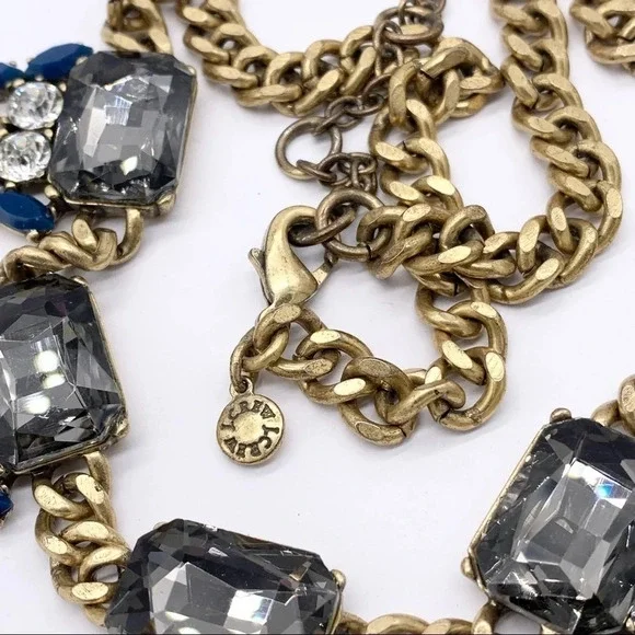 J. Crew Gray Blue Yellow Jeweled Necklace - Picture 4 of 4